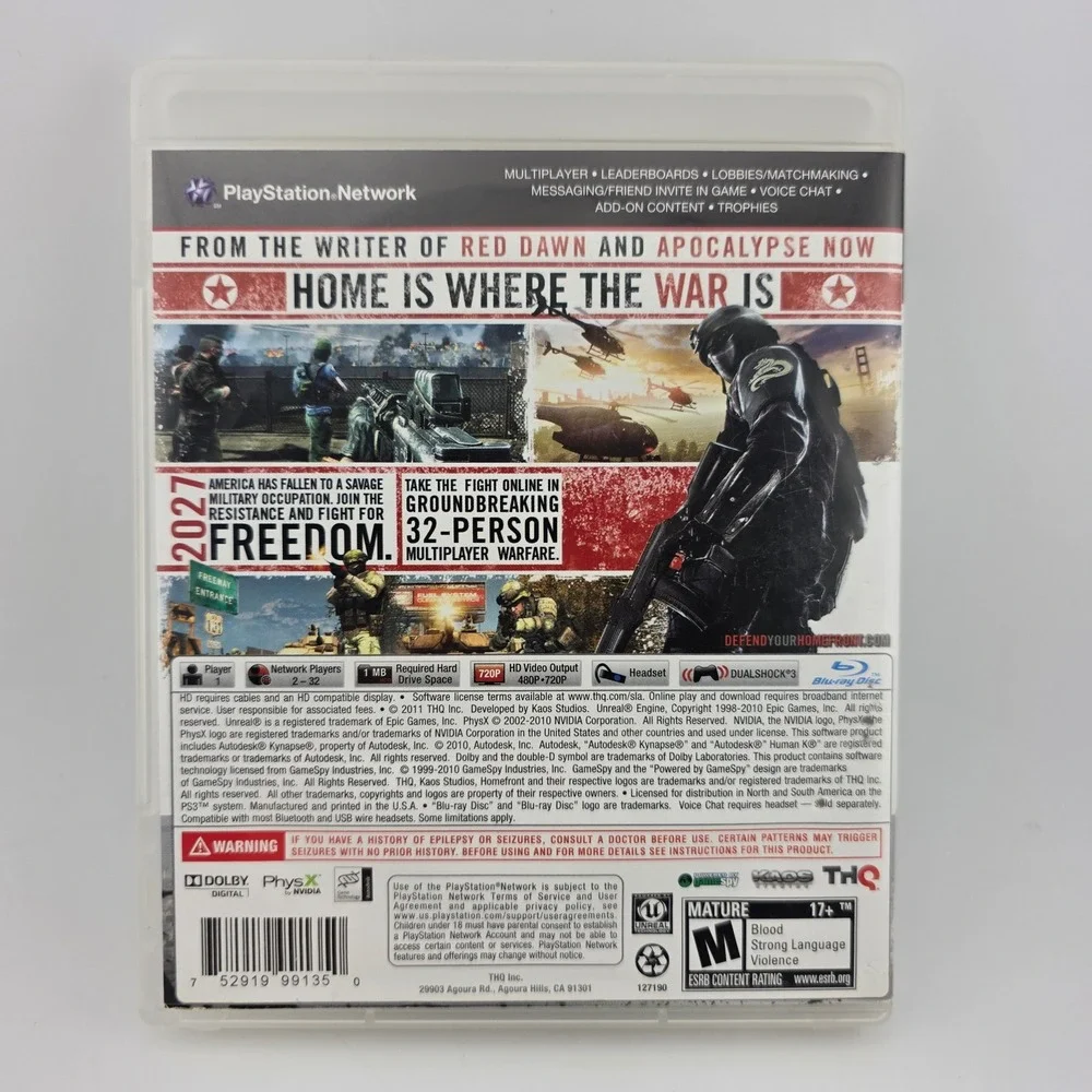 THQ Homefront Sony PlayStation 3 Video Game‎ PS3 Multicolor Manual NOT Included